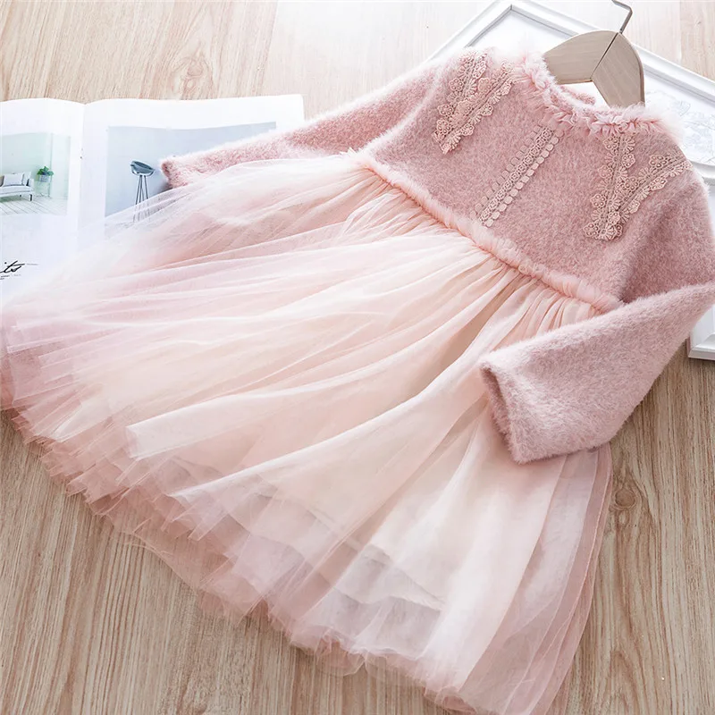 Осенние детские Платья с цветочным принтом для девочек пышное платье элегантные