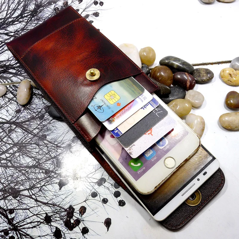 Универсальный Вертикальный чехол для телефона из натуральной кожи blongk с двумя