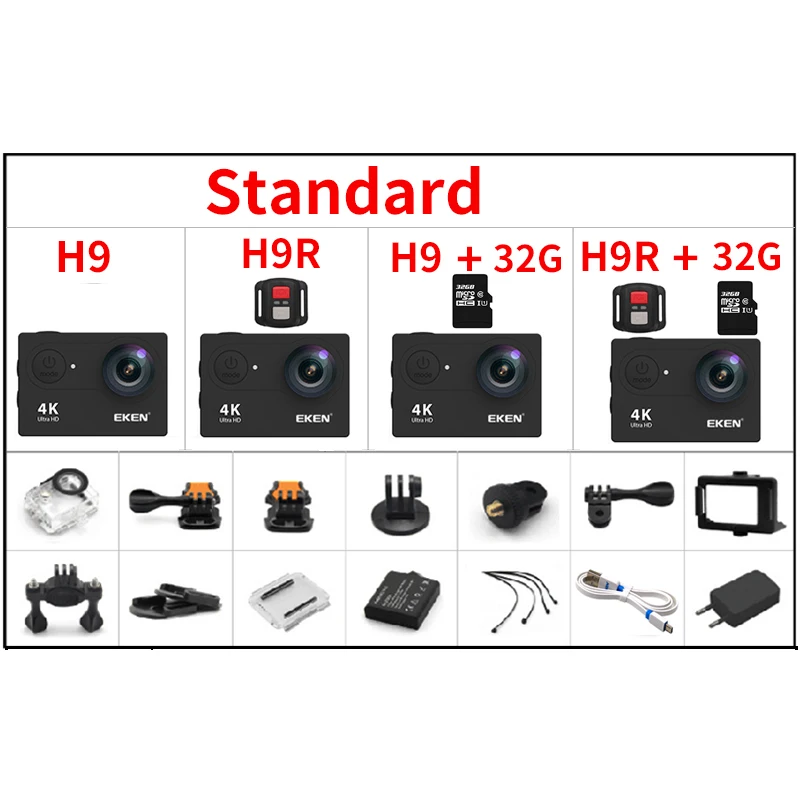 Оригинальная Экшн-камера EKEN H9 H9R Ultra HD 4K камера 1080P/60fps Wi-Fi 170D видеокамера DV Go