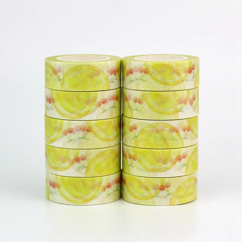 

10pcs/lot Decorative Cute Lemon Cherry Washi Tapes Paper DIY Scrapbooking Stickers Japanese Masking tape Wholesale Stationery
