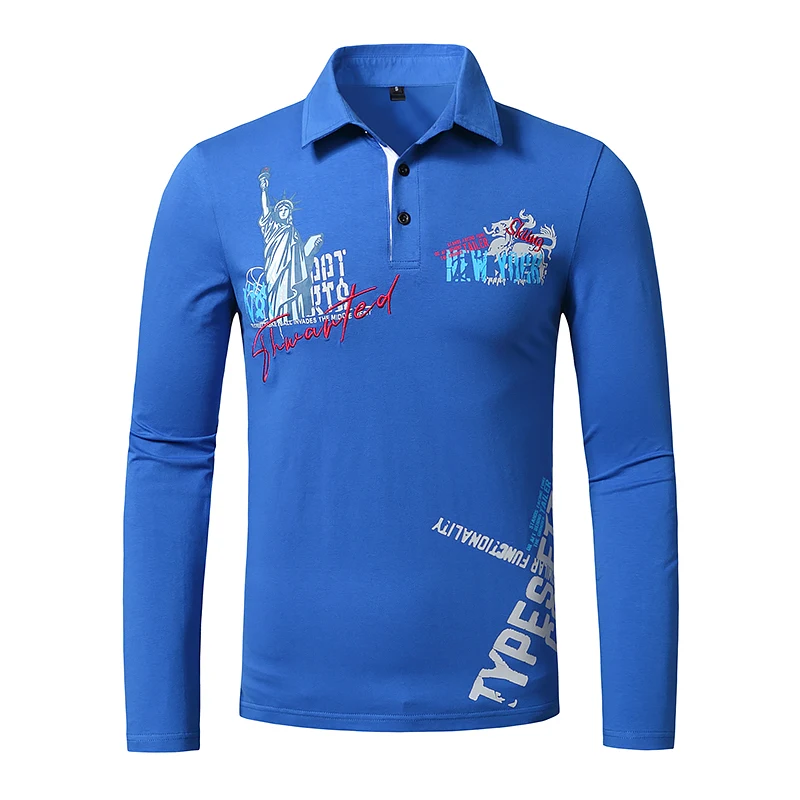 

Мужская рубашка поло с длинным рукавом и буквенным принтом, хлопковая Футболка Поло, мужская одежда наивысшего качества, осенне-зимние футб...
