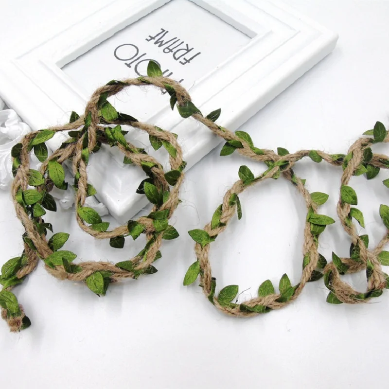 

5mm Simulation Green Leaves Weaving Hemp Rope DIY Wedding Birthday Wedding Decoration Rattan Gift Bouquet Packaging Rope