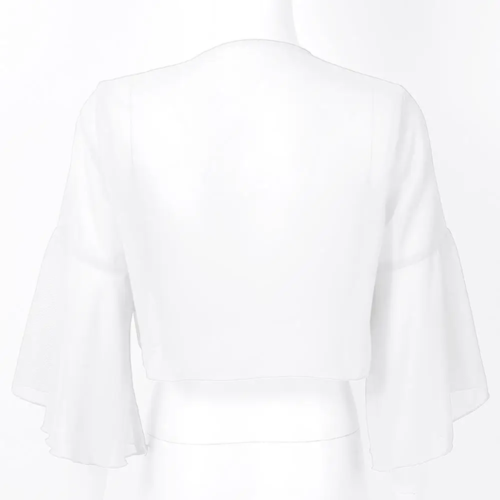 Женская мода для девочек многослойное Открытое Спереди болеро с расклешенными