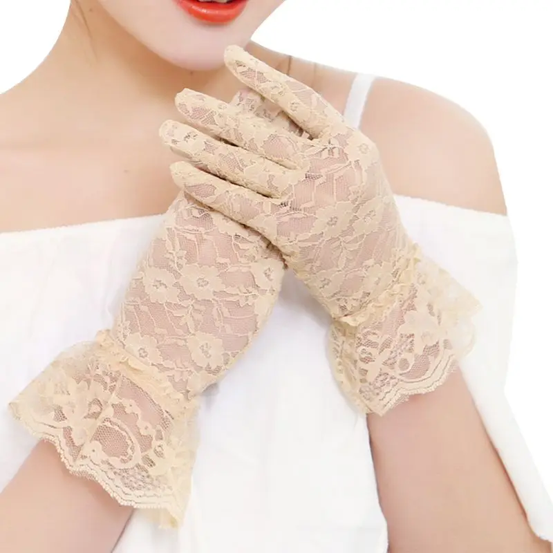 

New Party Sexy Dressy Gloves Women High Quality Lace Gloves Paragraph Wedding Gloves Mittens Accessories Full Finger Girls Lace