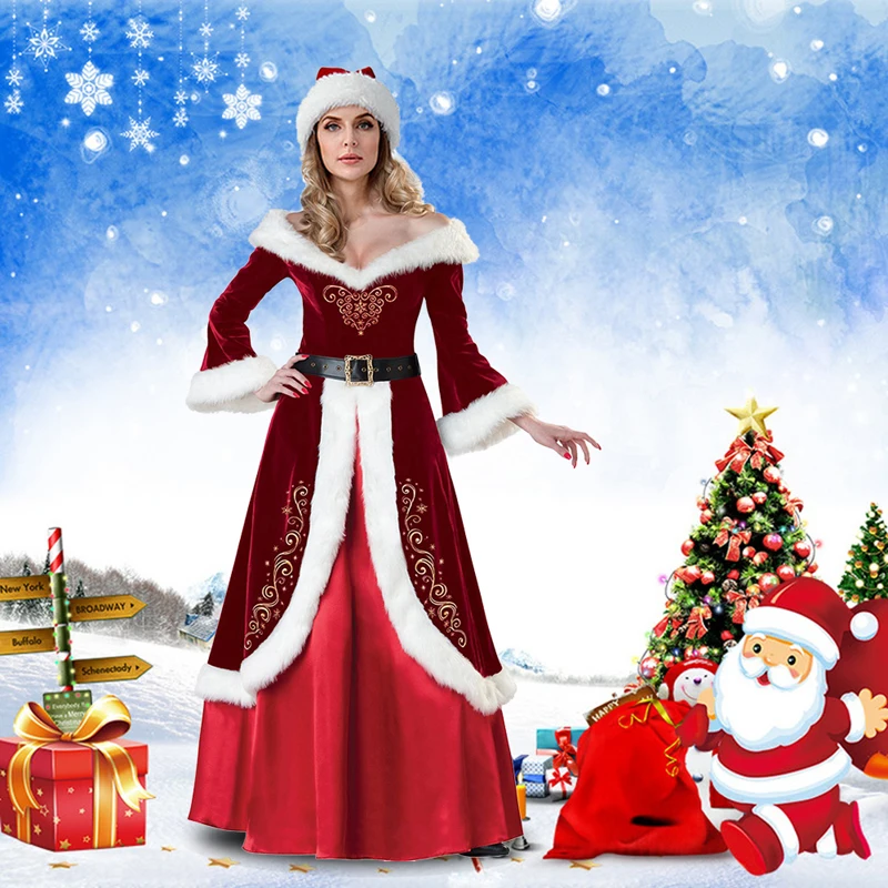 LOOZYKIT Mrs. santa claus косплей костюм мужской роскошный взрослый сексуальный Женский