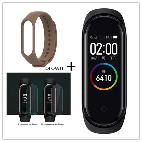 brown Xiaomi mi смарт-браслет 4, 3 цвета, AMOLED экран, mi Band 4, Smartband, фитнес-браслет, Bluetooth, спортивный, водонепроницаемый, SM - Цвет: brown
