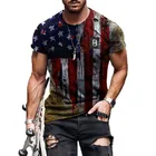 Новая популярная свободная футболка, мужская летняя футболка, модная Винтажная футболка с 3D-принтом флага, модная уличная одежда, мужская футболка