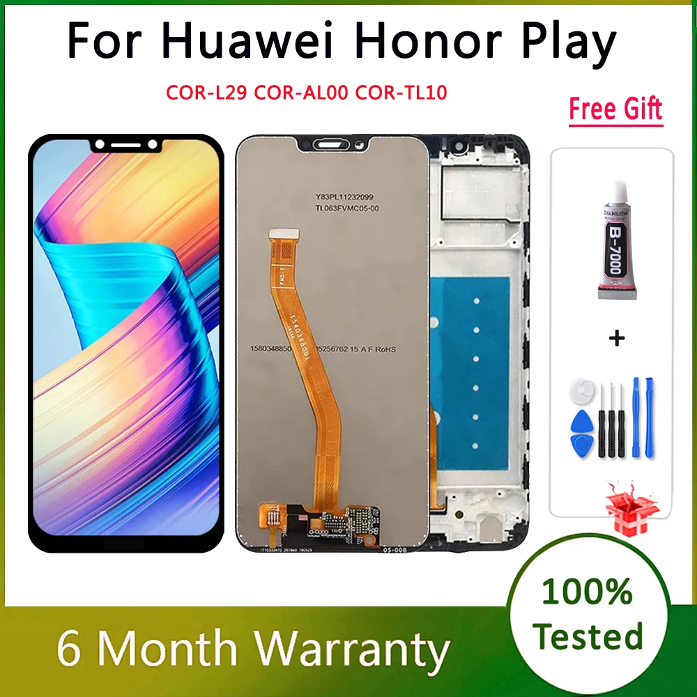 

6.3" LCDs For Huawei Honor Play LCD Display COR-L29 COR-L09 COR-AL10 COR-TL10 Touch Screen Digitizer with Frame For Honor play