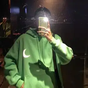 4 Moon Reflective Hoodies Loose Men's Sweatshirt Orange Autumn Winter Sweatshirts Men Streetwear Cool Japan Hoodies Funny Male - Цвет: 4
