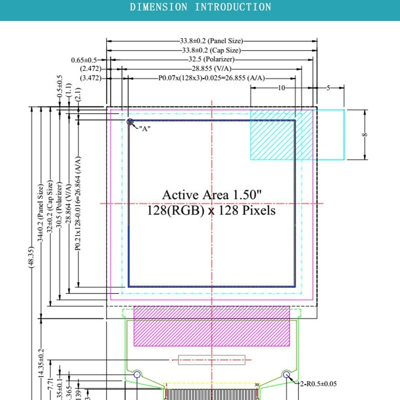 

1.5 Inch Color OLED Display Sn with 128X128 Resolution SPI Serial Port 30PIN Interface SSD1351 Controller