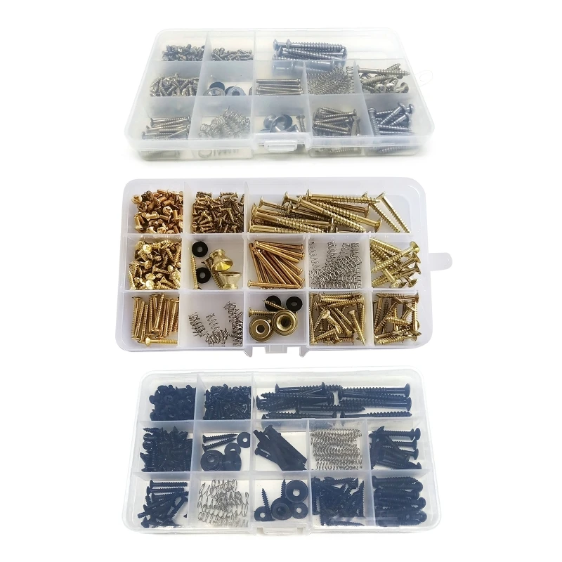 

270C 258 Pieces Guitar Screw Kit - 9 Types, Guitar Screws Assortment Set with Springs for Electric Guitar Switch, Neck Plate