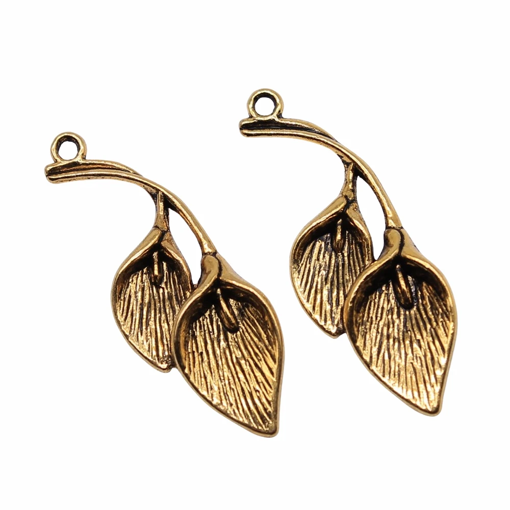 10 шт. 40x14 мм подвеска Калла лилия ветка Очаровательные Подвески для изготовления