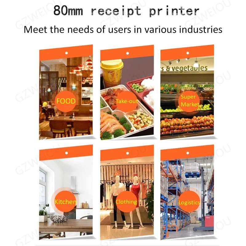 Принтер Xprinter 80 мм с Wi-Fi и Bluetooth термочековый принтер POS-принтер автоматической