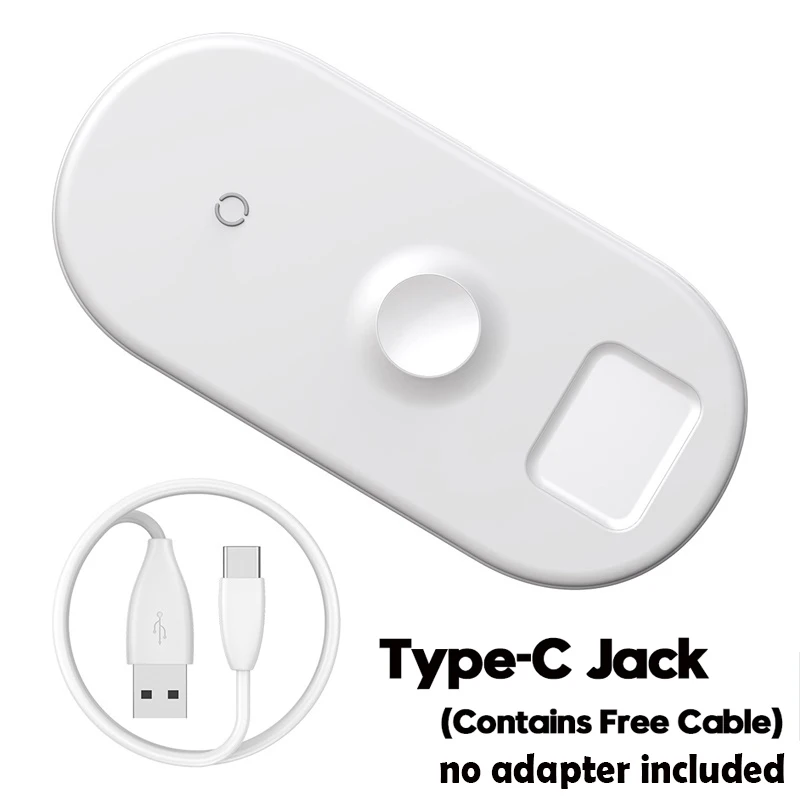 No Adapter Беспроводное зарядное устройство Baseus для iPhone X XS MAX XR 8 быстрая Беспроводная Полная нагрузка 3 в 1 Зарядная площадка для Airpods Apple Watch 4 32 - Цвет: No Adapter