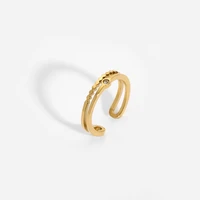 new stainless steel zircon stone ring stylish metal opening women ring waterproof jewelry regalo de joyas para mujeres