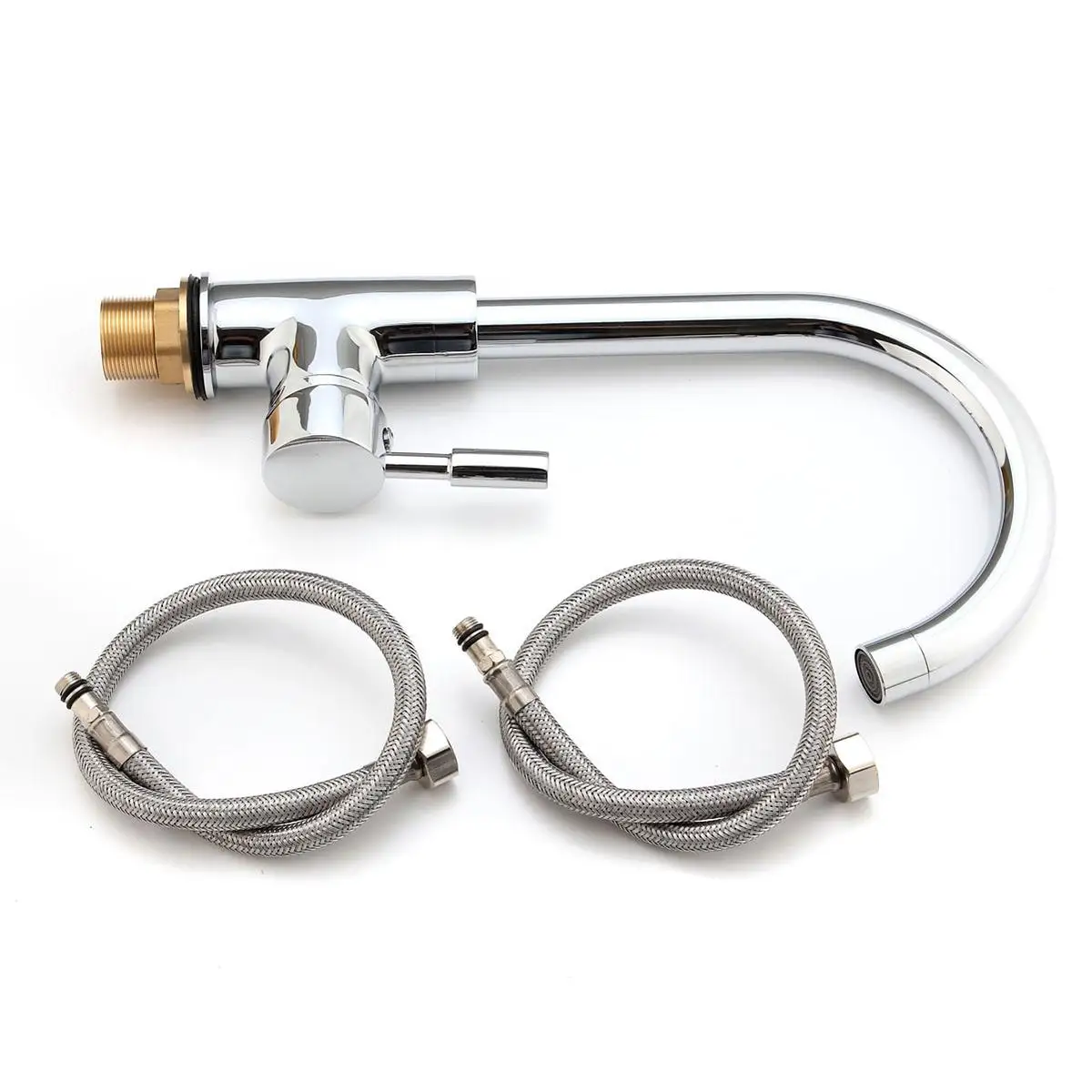 

Kitchen Sink Basin Water Faucet 360Degree Rotatable Spout Curved Mixer Tap Bathroom Hot And Cold Single Handle Tap Faucet