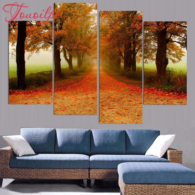 Алмазная живопись TOUOILP 4 шт./компл. алмазная дорога спокойной страны вышивка