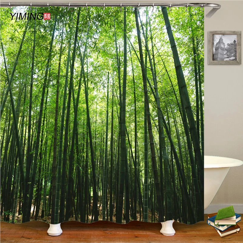 3D green bamboo forest printing bathroom shower curtain polyester waterproof and mildew proof home decoration | Дом и сад
