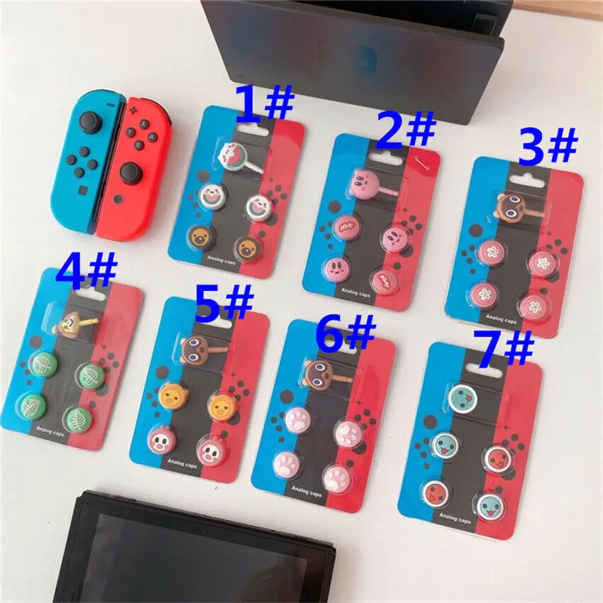Колпачки для джойстика Nintendo Switch Joycon 4 шт. + 1 мультяшная Пылезащитная заглушка Joy