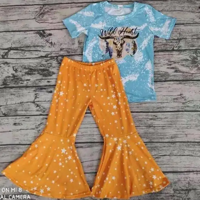 Girl Outfit Осенне-зимняя одежда для маленьких девочек и мальчиков с головой коровы; комплекты для новорожденных; Изысканная одежда; Звездный колокол; штаны; одежда для детей - Цвет: Girl Outfit