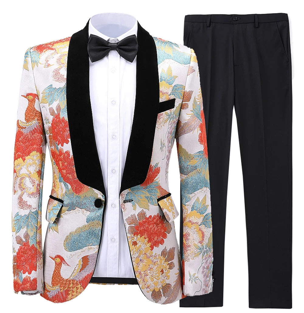 Chinese palace style Men's Suit Formal 2 Pieces Party Shawl Lapel Soft Wool Prom Tuxedos For Wedding Groomsmen (Blazer+Pants) | Мужская