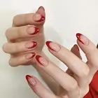 Съемные накладные ногти в форме Красного миндаля, 24 шт., накладные ногти в стиле балерины, накладные ногти с накладным покрытием