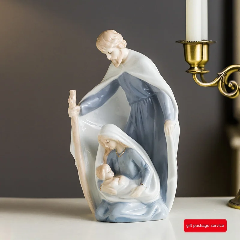 Керамика 26 см религиозный Святой Семья фестиваль Фарфор ручная работа украшение