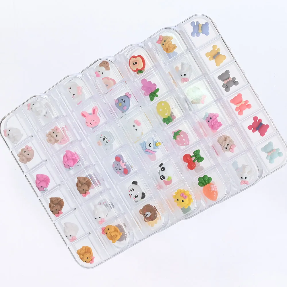 12Gird/Box Kawaii мультяшный дизайн ногтей украшение 3D корейские мульти-формы милые