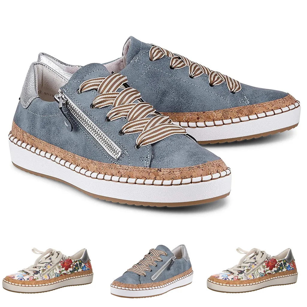 

Ladies fashion flat round head large size embroidered single shoes comfortable casual shoes new listing 2020