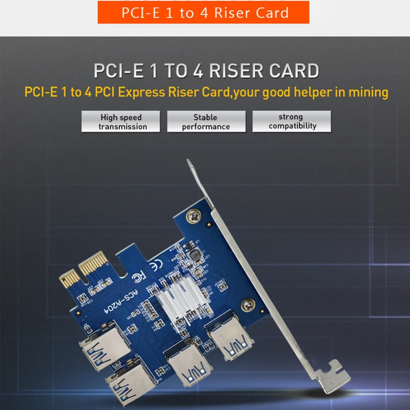 

4-портовый адаптер PCI-E-USB PCI-E X1 на USB 3,0, карта расширения, плата расширения для майнинга графической видеокарты для биткоинов Litecoin