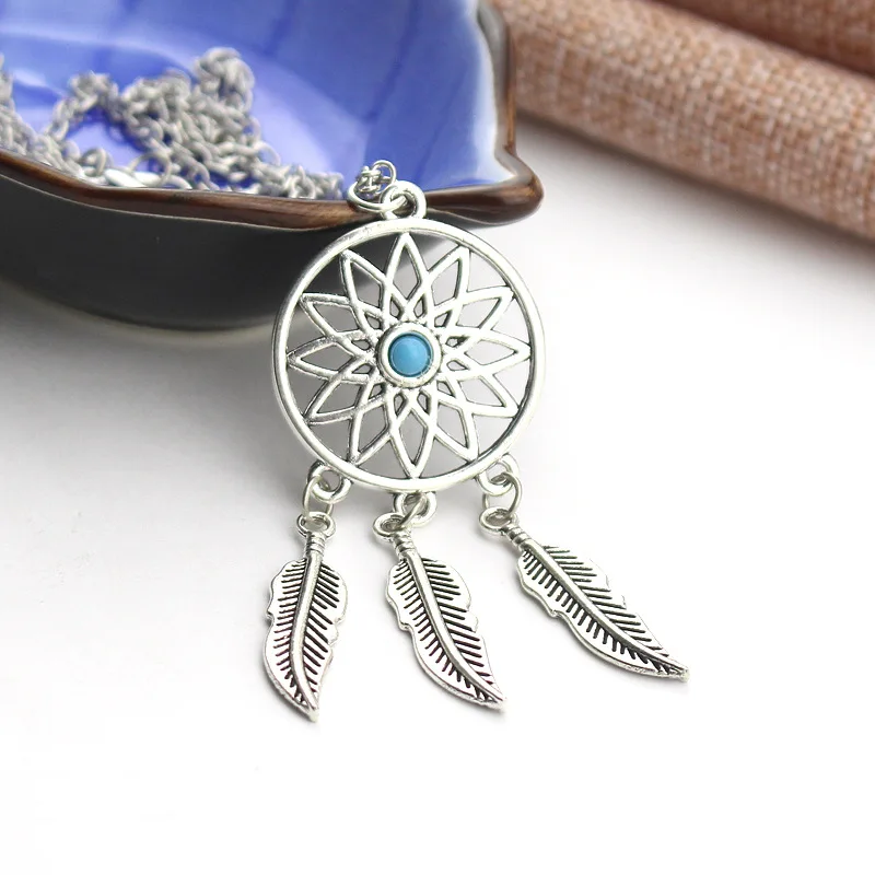Ловец снов листья кисточка натуральный камень ожерелье цепочки ювелирные
