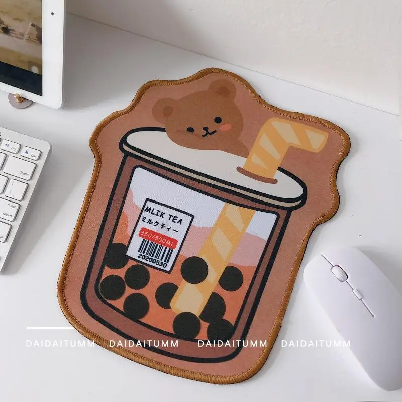 

Niche Original Mouse Pad Milk Tea Bear Little Monster Fabric Large Seam Office Game Keyboard Rubber Table Mat