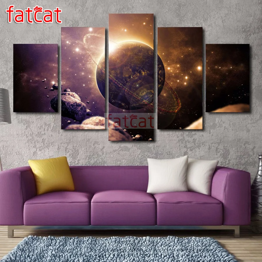 

FATCAT Universe starry sky scenery 5 piece Diy Diamond Painting full Square Round Drill Diamond Embroidery kits decor AE2413