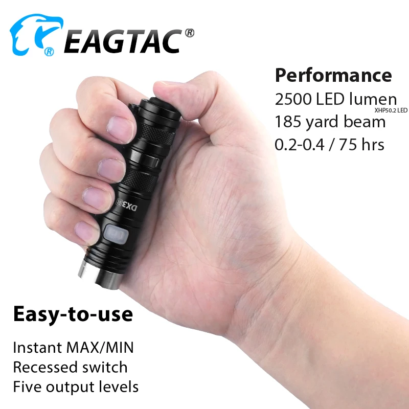 EAGTAC DX3B RC PRO USB Перезаряжаемый XHP50.2 2500LM супер мощный светодиодный карманный