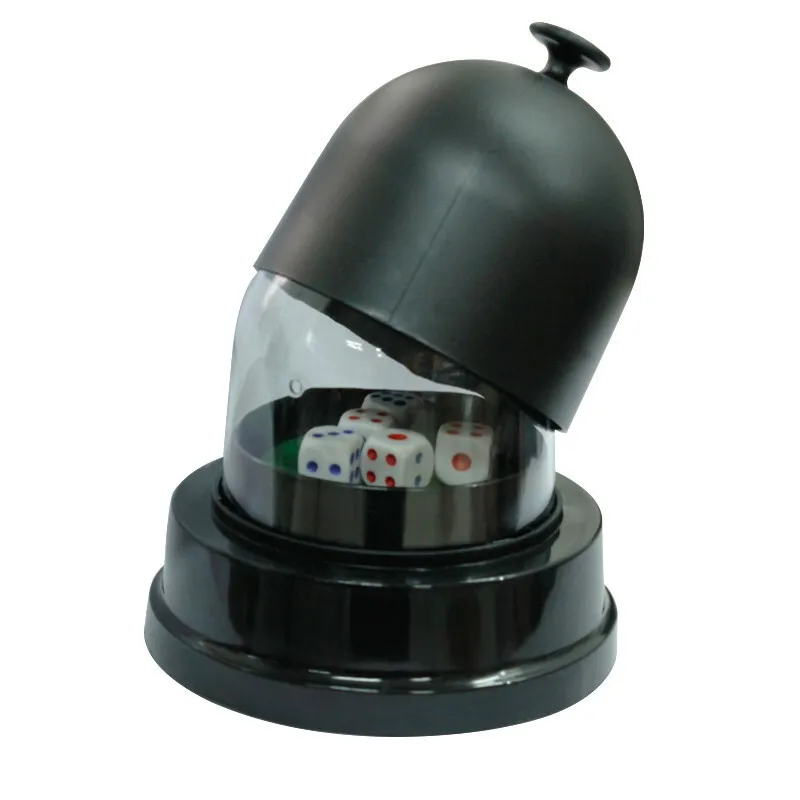 

Новая распродажа, автоматический роликовый Кубок для игральных костей, питание от батарейки, для паба, бара, игры для вечеринок, 5 кубиков, че...