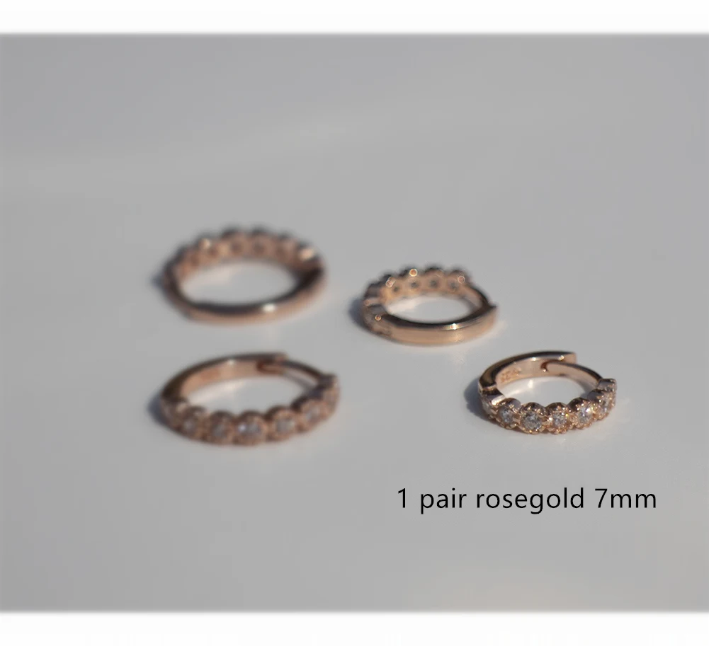 1pair white rosegold Серьги из стерлингового серебра 925 пробы, модные циркониевые зеленые, черные, синие, геометрические, Круглые, для ушей, для девочек и мальчиков, серьги для ушей - Окраска металла: 1pair white rosegold