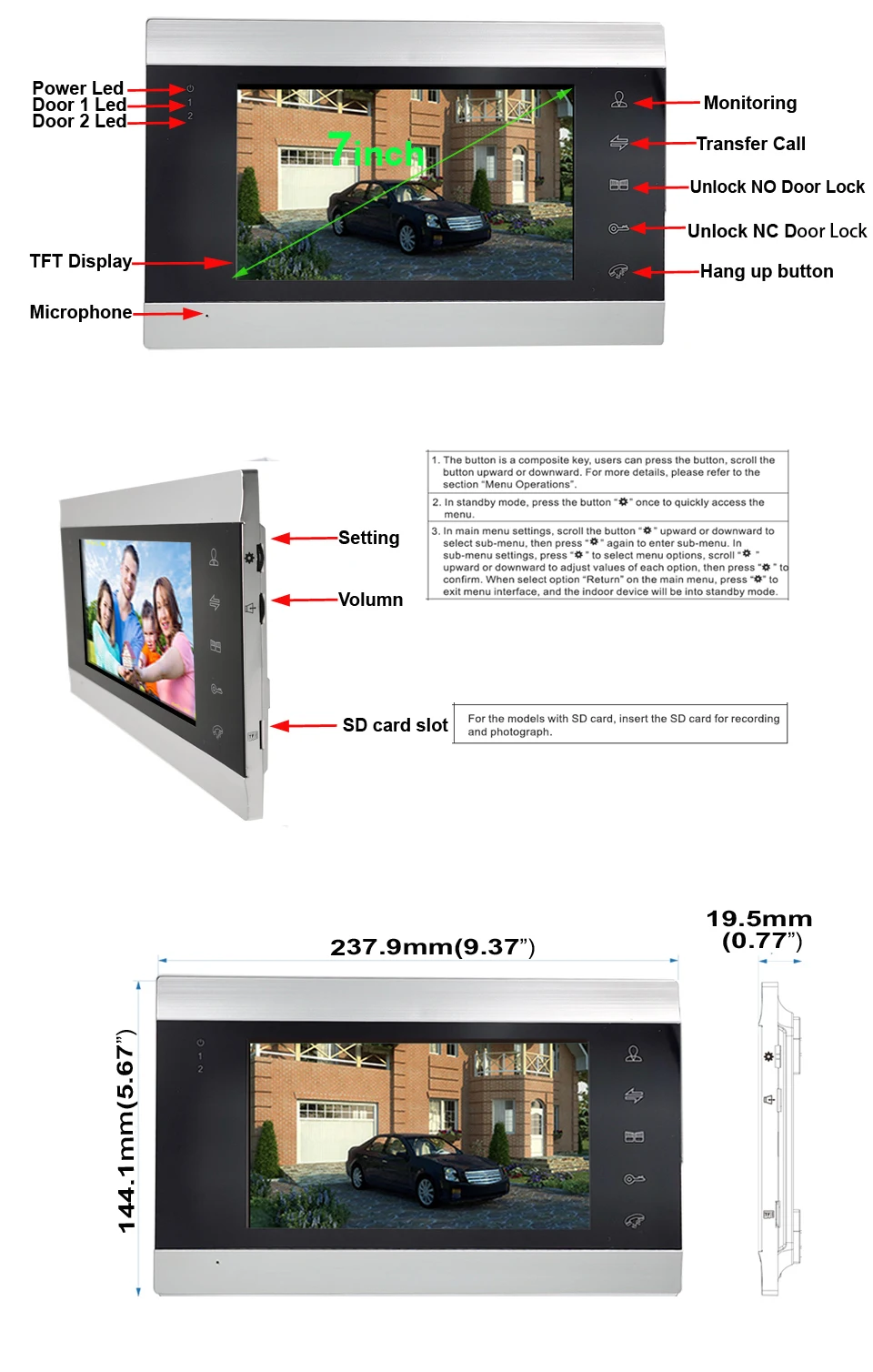 Скидка Tuya 7 дюймов беспроводной WiFi смарт IP видео домофон система с 1x1200TVL 960P AHD проводной дверной звонок камера дистанционного разблокирования
