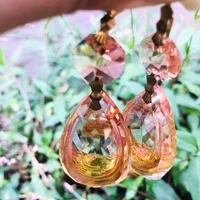 50mm wine red teardrop crystal chandelier prisms home lamp light suncatchers pendants with octagonal bead party decoration