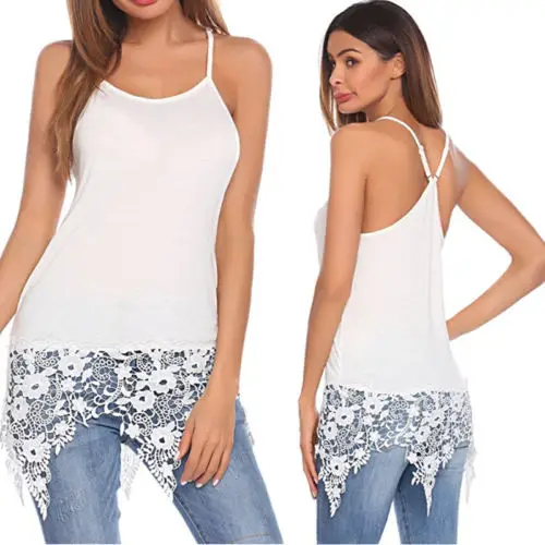 

New Arrival Fashion Womens Sexy Strappy Camisoles Lace Hem Vest Casual Solid Color Strapless Halter Top