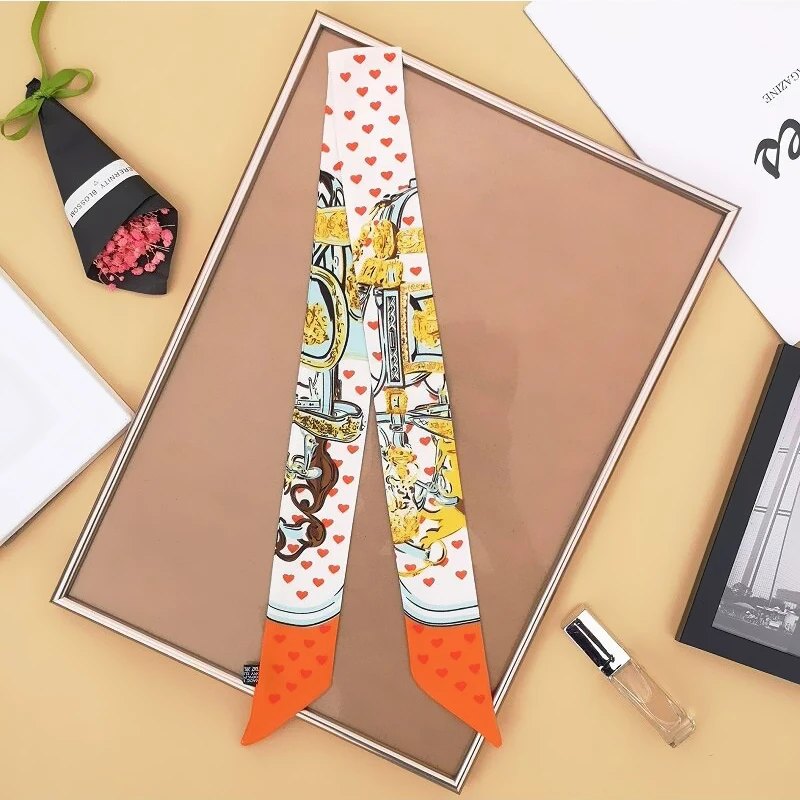 Новинка Весна 2022 Модный женский саржевый длинный шелковый шарф с пряжкой и