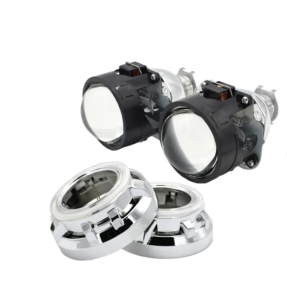 lens with shrouds 3,0 дюймов Би-ксеноновые линзы проектора кожухи маска для ccfl белые глаза ангела Простая установка Koito Q5 проектор LHD RHD hid фары - Цвет: lens with shrouds