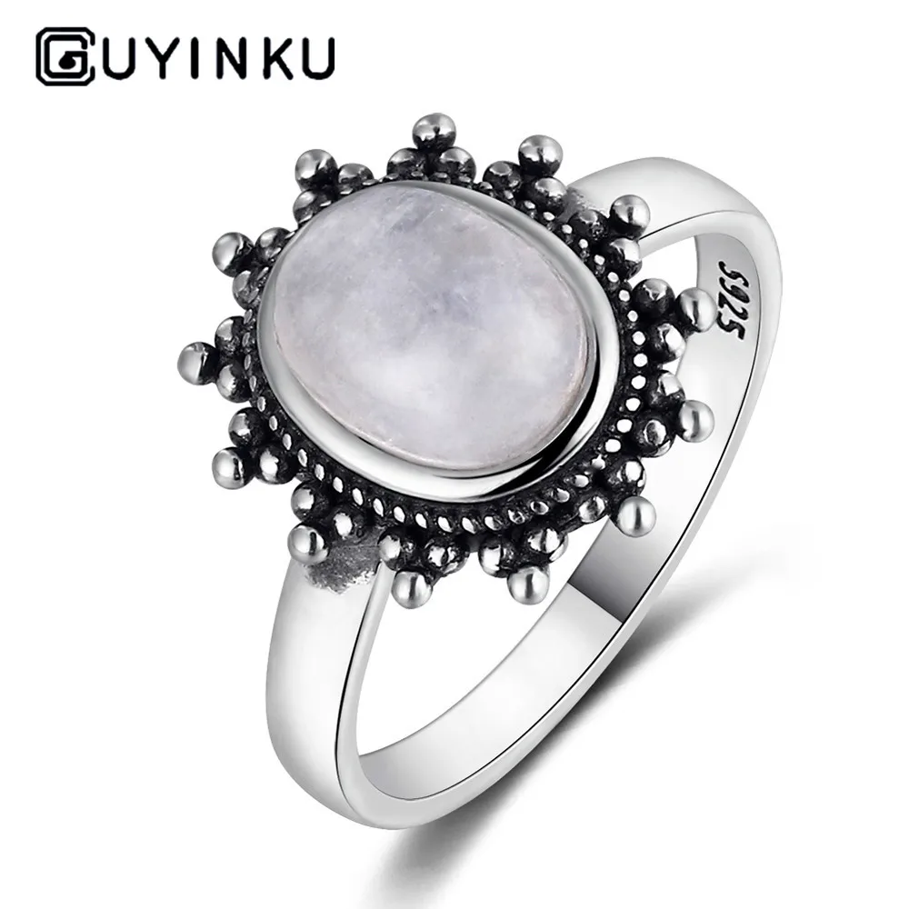 925 Silver Ring New Classic Inlaid Moonstone Stone Goose Gemstone Jewelry For Women | Rings