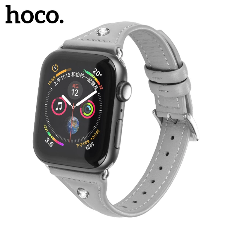 Ремешок Hoco для часов Apple watch series 6 5 4 3 2 браслет из натуральной кожи с бриллиантами