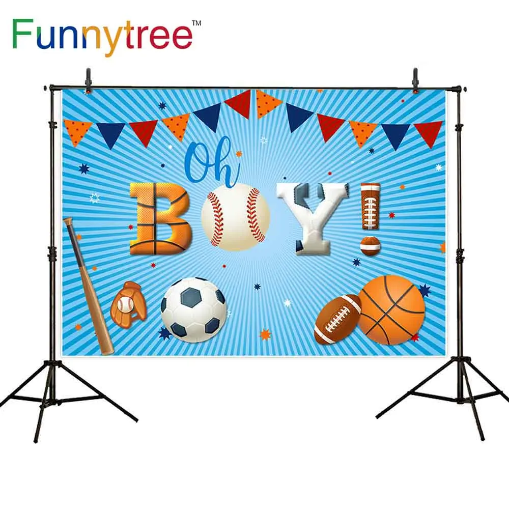 Funnytree фон для фотосъемки бейсбол синий баннер новорожденный мальчик ребенок душ