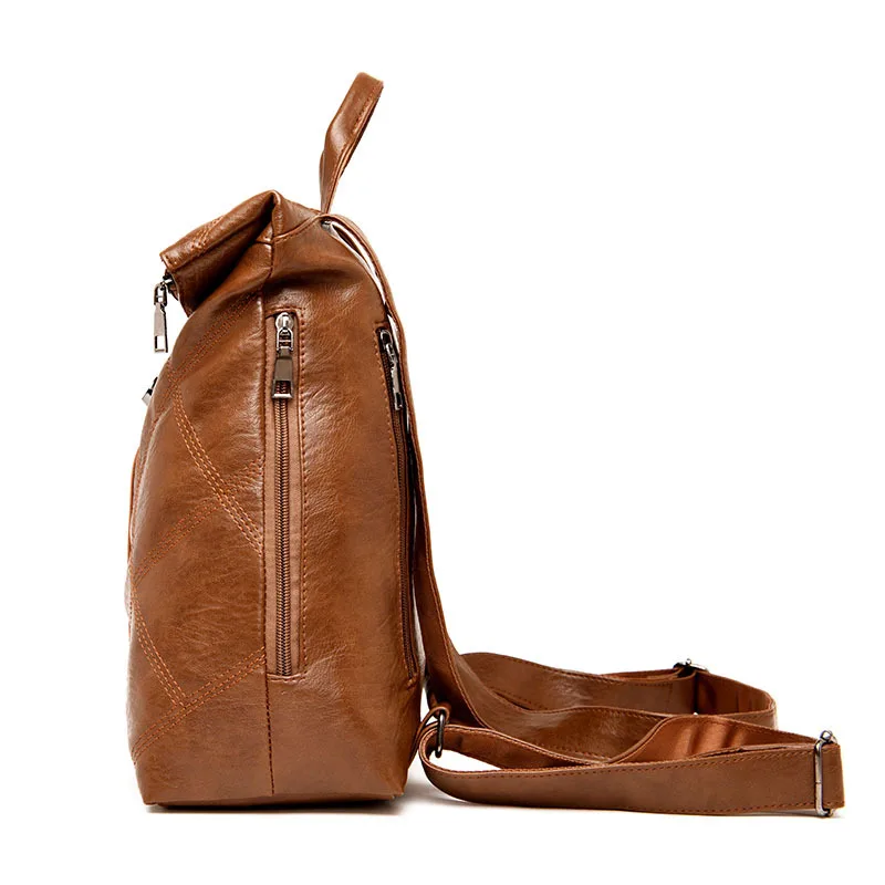 Противоугонные школьные сумки mochila feminina водонепроницаемые дорожные винтажные большие сумки для ноутбука Коричневый кожаный рюкзак для женщин корейский дизайнер