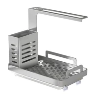simple kitchen sink caddy organizer stainless steel sponge soap brush holder with drain pan premium kitchen drying rack