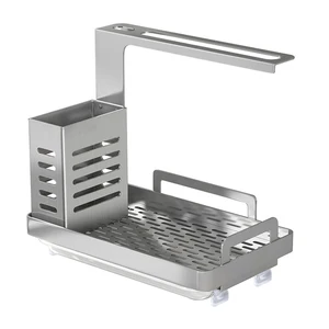 simple kitchen sink caddy organizer stainless steel sponge soap brush holder with drain pan premium kitchen drying rack free global shipping