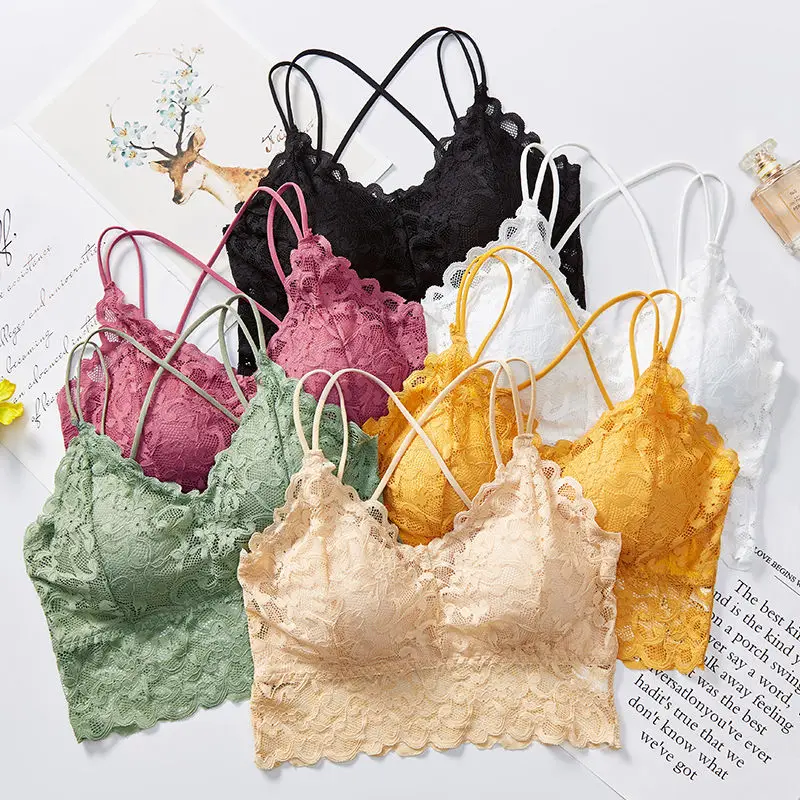 

Backless Bras for Women Push Up Bralette Sexy Lace Underwear Wire Free Gather Bra Female Camisole Bralettes