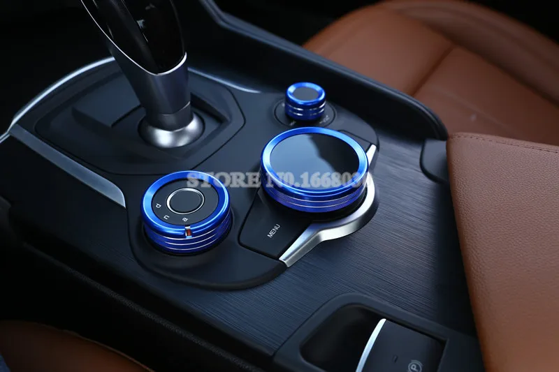 Blue Colour Inner Air Condition Knob Trim Cover 3pcs For Alfa Romeo Stelvio 2017-2021 Car accesories interior decoration | Автомобили и