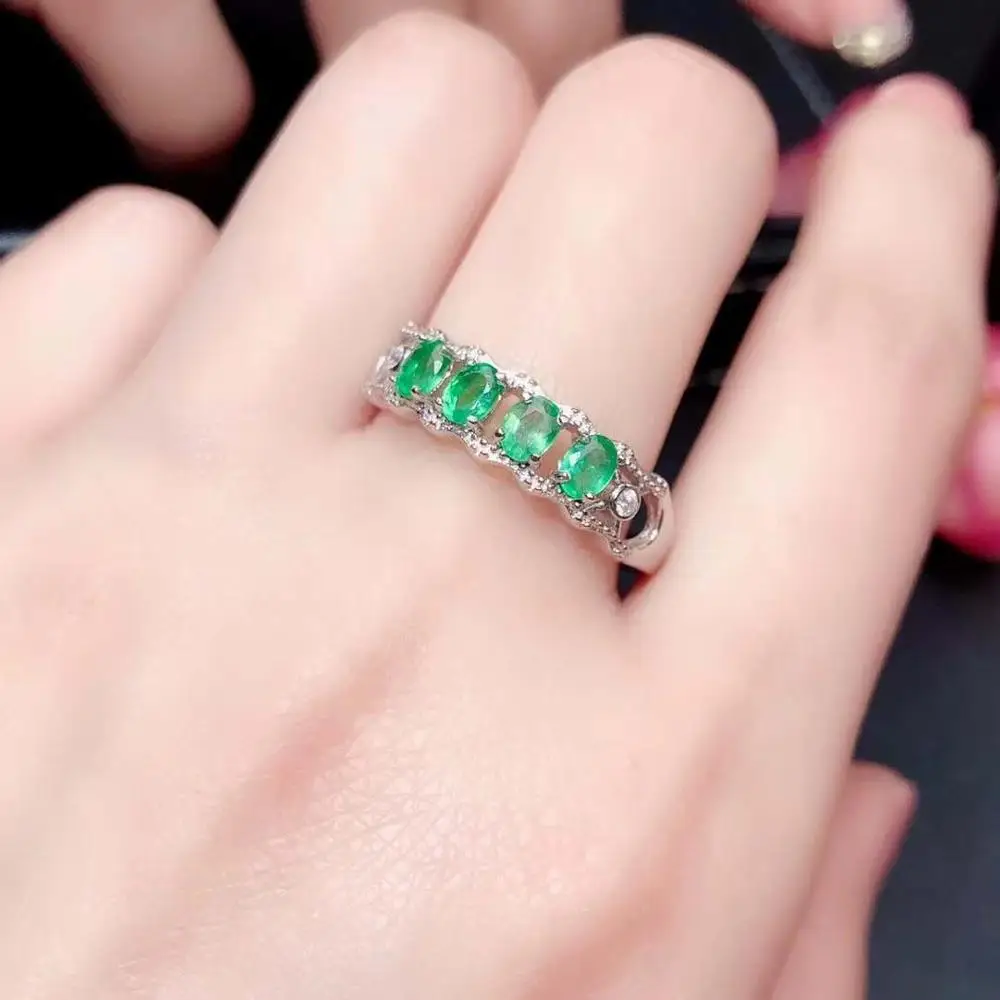 100% стихийных бедствий и реальные Изумрудное кольцо предложение 925 пробы